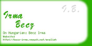 irma becz business card